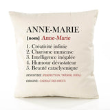 Housse de Coussin Premium Anne-Marie Définition - Coton Canvas Fairtrade Beige Idée Cadeau Décoration Canapé