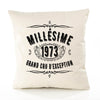 Housse de Coussin Premium 1973 Millésime Grand cru - Coton Canvas Fairtrade Beige Idée Cadeau Décoration Canapé