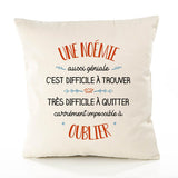 Housse de Coussin Premium Une Noémie Aussi géniale - Coton Canvas Fairtrade Beige Idée Cadeau Décoration Canapé