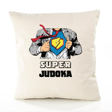 Housse de Coussin Premium Super Judoka - Coton Canvas Fairtrade Beige Idée Cadeau Décoration Canapé