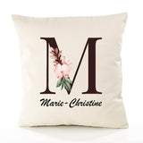 Housse de Coussin Premium Marie-Christine Lettre - Coton Canvas Fairtrade Beige Idée Cadeau Décoration Canapé