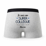 Caleçon Marvin Un Super Collègue - Humour Boxer Gris Idée Cadeau