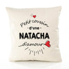 Housse de Coussin Premium Natacha d'amour - Coton Canvas Fairtrade Beige Idée Cadeau Décoration Canapé 40x40
