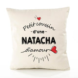 Housse de Coussin Premium Natacha d'amour - Coton Canvas Fairtrade Beige Idée Cadeau Décoration Canapé 40x40
