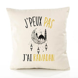 Housse de Coussin Premium Ramadan Version Blanc - Coton Canvas Fairtrade Beige Idée Cadeau Décoration Canapé