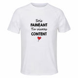 Maillot de Sport Homme Faineant Content - T-Shirt Respirant Polyester Manches Courtes - Cadeau Sportif Anniversaire Noël Fête des Pères