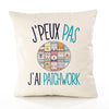 Housse de Coussin Premium Patchwork Version Blanc - Coton Canvas Fairtrade Beige Idée Cadeau Décoration Canapé