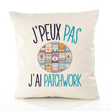 Housse de Coussin Premium Patchwork Version Blanc - Coton Canvas Fairtrade Beige Idée Cadeau Décoration Canapé