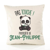 Housse de Coussin Premium Jean-Philippe Pas Touche Panda - Coton Canvas Fairtrade Beige Idée Cadeau Décoration Canapé 40x40