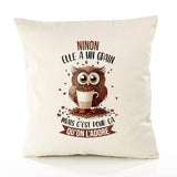 Housse de Coussin Premium Ninon Chouette Grain - Coton Canvas Fairtrade Beige Idée Cadeau Décoration Canapé