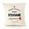 Housse de Coussin Premium Sylviane d'amour - Coton Canvas Fairtrade Beige Idée Cadeau Décoration Canapé 40x40