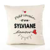 Housse de Coussin Premium Sylviane d'amour - Coton Canvas Fairtrade Beige Idée Cadeau Décoration Canapé 40x40