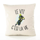 Housse de Coussin Premium VTT - Coton Canvas Fairtrade Beige Idée Cadeau Décoration Canapé