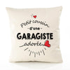 Housse de Coussin Premium Garagiste d'amour - Coton Canvas Fairtrade Beige Idée Cadeau Décoration Canapé 40x40