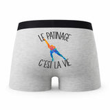Caleçon Patinage - Humour Boxer Gris Passion Idée Cadeau
