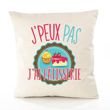 Housse de Coussin Premium pâtisserie Version Blanc - Coton Canvas Fairtrade Beige Idée Cadeau Décoration Canapé
