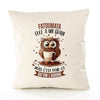 Housse de Coussin Premium Fatoumata Chouette Grain - Coton Canvas Fairtrade Beige Idée Cadeau Décoration Canapé