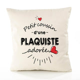 Housse de Coussin Premium Plaquiste d'amour - Coton Canvas Fairtrade Beige Idée Cadeau Décoration Canapé 40x40