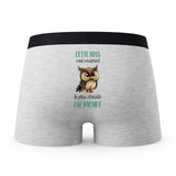 Caleçon Cette Boss Caractère de Cochon - Humour Boxer Gris Idée Cadeau