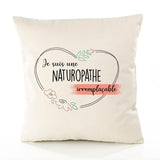 Housse de Coussin Premium Naturopathe irremplaçable - Coton Canvas Fairtrade Beige Idée Cadeau Décoration Canapé