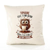 Housse de Coussin Premium Tiphaine Chouette Grain - Coton Canvas Fairtrade Beige Idée Cadeau Décoration Canapé