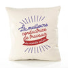 Housse de Coussin Premium Conductrice de travaux Meilleure Monde - Coton Canvas Fairtrade Beige Idée Cadeau Décoration Canapé