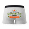 Caleçon Gris Meilleur Responsable Super Pouvoir Cadeau Homme Boxer Humour Papa