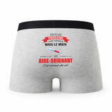 Caleçon Parrain Aide Soingant - Humour Boxer Gris Idée Cadeau Fête des Pères