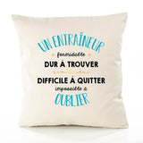 Housse de Coussin Premium Un Entraîneur Formidable - Coton Canvas Fairtrade Beige Idée Cadeau Décoration Canapé