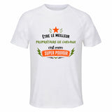 Maillot de Sport Homme Meilleur Proprietaire de Chevaux Super Pouvoir Cadeau Anniversaire Noël Fête des Pères T-Shirt Respirant Polyester