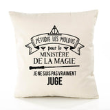 Housse de Coussin Premium Juge Grand cru - Coton Canvas Fairtrade Beige Idée Cadeau Décoration Canapé 40x40