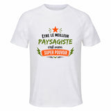 Maillot de Sport Homme Meilleur Paysagiste Super Pouvoir Cadeau Anniversaire Noël Fête des Pères T-Shirt Respirant Polyester
