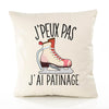 Housse de Coussin Premium Patinage Version Blanc - Coton Canvas Fairtrade Beige Idée Cadeau Décoration Canapé