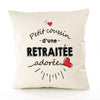 Housse de Coussin Premium Retraitee d'amour - Coton Canvas Fairtrade Beige Idée Cadeau Décoration Canapé 40x40