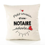 Housse de Coussin Premium Notaire d'amour - Coton Canvas Fairtrade Beige Idée Cadeau Décoration Canapé 40x40