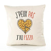 Housse de Coussin Premium Pizza Version Blanc - Coton Canvas Fairtrade Beige Idée Cadeau Décoration Canapé