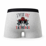 Caleçon Tatouage - Humour Boxer Gris Idée Cadeau Passion