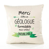 Housse de Coussin Premium Merci Géologue Inoubliable - Coton Canvas Fairtrade Beige Idée Cadeau Décoration Canapé