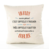 Housse de Coussin Premium Un Rudy Aussi génial - Coton Canvas Fairtrade Beige Idée Cadeau Décoration Canapé
