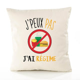 Housse de Coussin Premium régime Version Blanc - Coton Canvas Fairtrade Beige Idée Cadeau Décoration Canapé