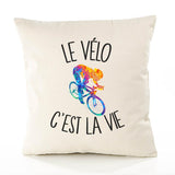 Housse de Coussin Premium vélo - Coton Canvas Fairtrade Beige Idée Cadeau Décoration Canapé