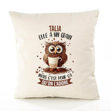 Housse de Coussin Premium Talia Chouette Grain - Coton Canvas Fairtrade Beige Idée Cadeau Décoration Canapé