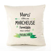 Housse de Coussin Premium Merci Marcheuse Inoubliable Femme - Coton Canvas Fairtrade Beige Idée Cadeau Décoration Canapé