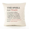 Housse de Coussin Premium Théophile Définition - Coton Canvas Fairtrade Beige Idée Cadeau Décoration Canapé