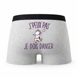 Caleçon Danse Danser Licorne - Humour Boxer Gris Idée Cadeau Passion