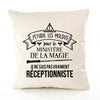 Housse de Coussin Premium réceptionniste Ministère Magie Homme - Coton Canvas Fairtrade Beige Idée Cadeau Décoration Canapé