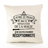 Housse de Coussin Premium réceptionniste Ministère Magie Homme - Coton Canvas Fairtrade Beige Idée Cadeau Décoration Canapé