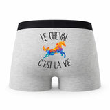 Caleçon Cheval - Humour Boxer Gris Passion Idée Cadeau