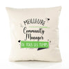 Housse de Coussin Premium Community Manager Meilleure Temps Femme - Coton Canvas Fairtrade Beige Idée Cadeau Décoration Canapé