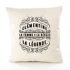 Housse de Coussin Premium CLÉMENTINE Déesse légende Noire - Coton Canvas Fairtrade Beige Idée Cadeau Décoration Canapé